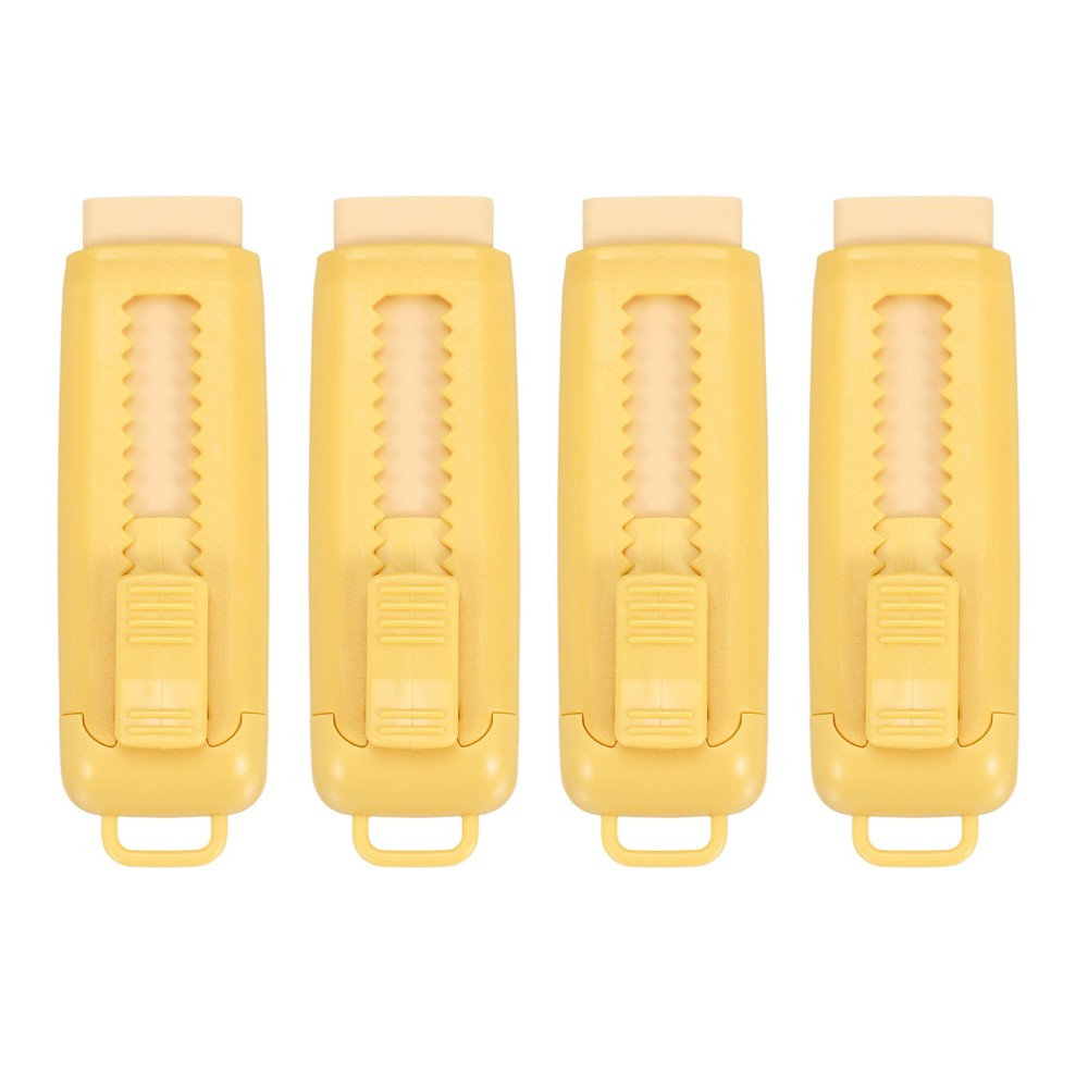 4Pack Erasers, Sliding Retractable Eraser Push Pull Cute Pencil Erasers, Yellow