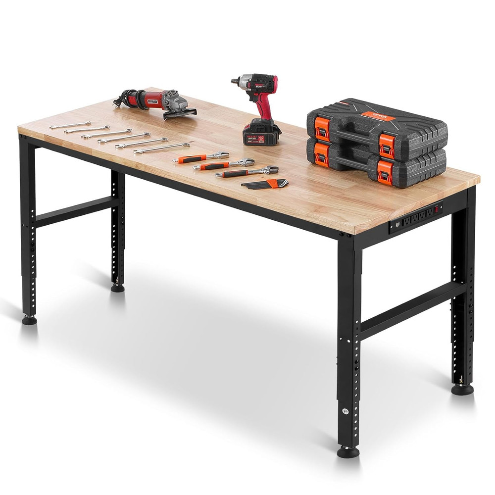 Adjustable Workbench, 2000 Lbs Capacity, 61 X 20-Inch Heavy Duty Work Bench with