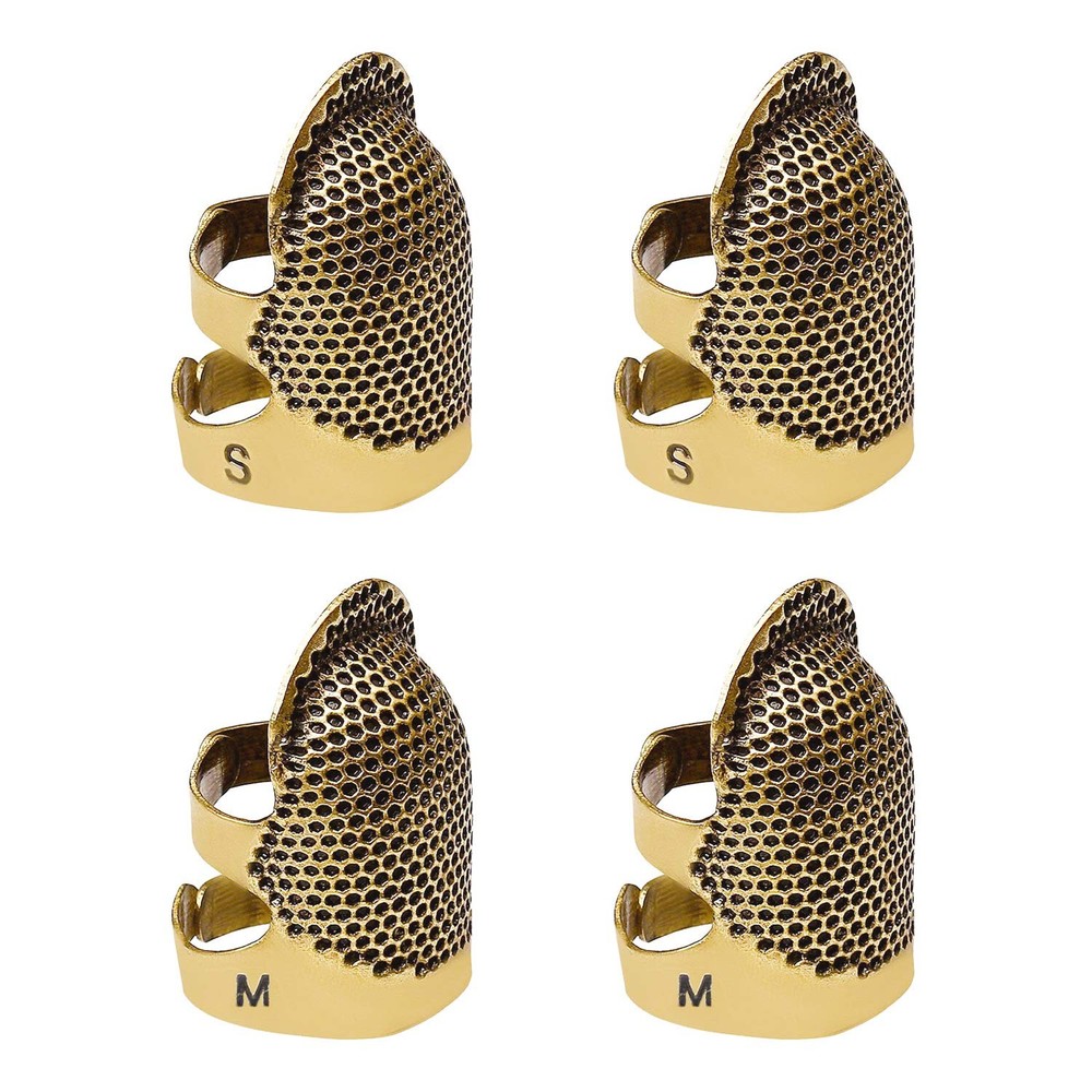 4 Pack Sewing Thimble Finger Protector, Adjustable Metal Shield...