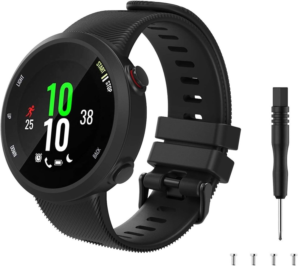Replacement Silicone Strap for Garmin Forerunner 45 - Soft & Easy to Install