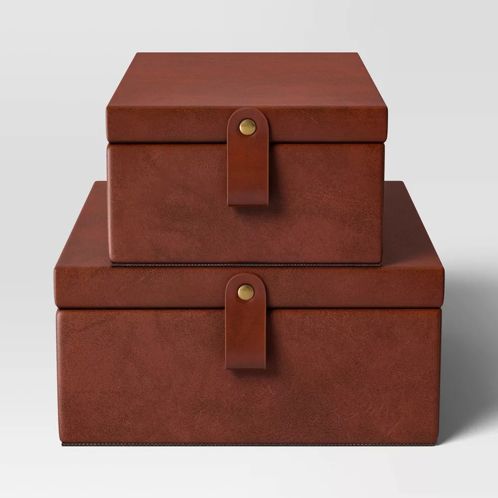 Faux Leather Storage Box Set - Threshold