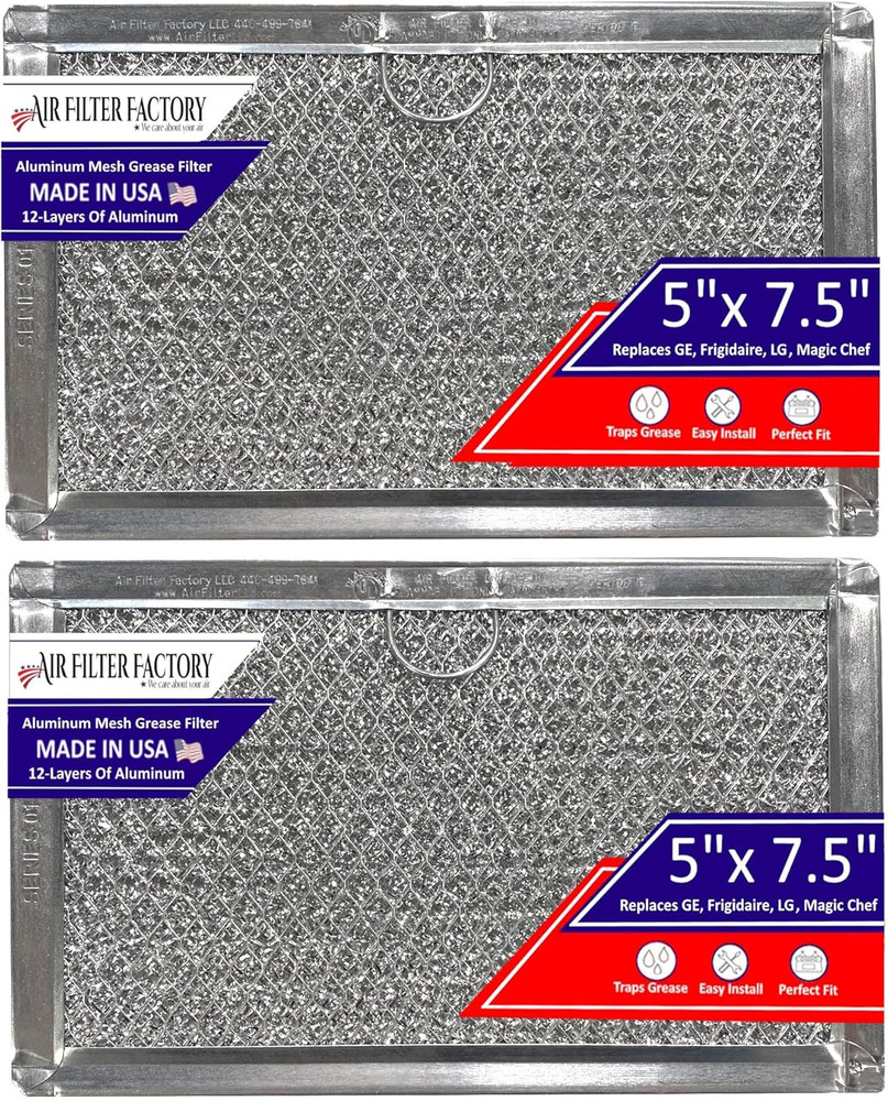 12-Layer 5" X 7.5" Pull Tab Microwave Grease Filter Replacements for Many GE, F