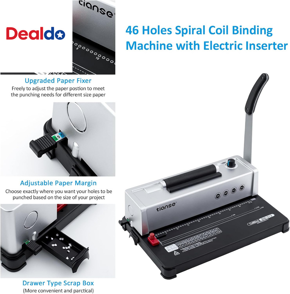 Binding Machine, Spiral Coil Binder Machine, Manual Book Maker Punch Binder with