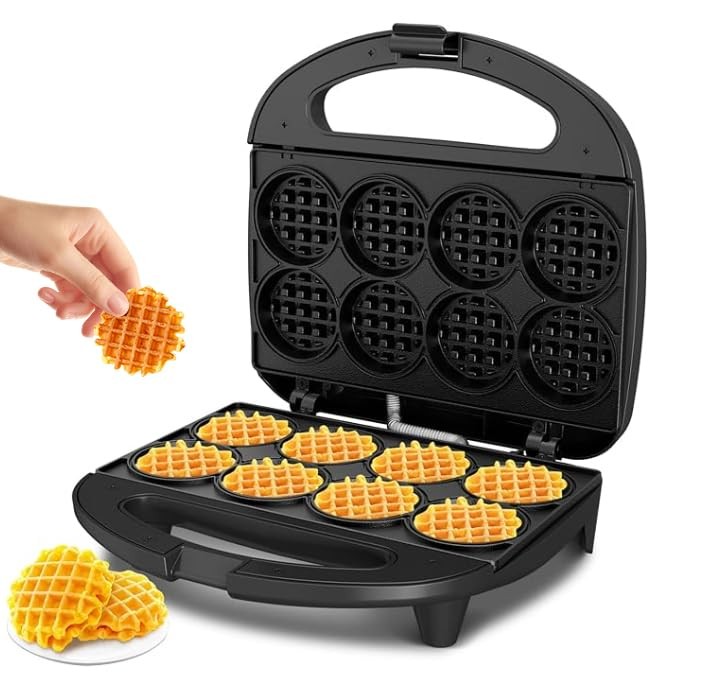 Mini Waffle Maker for Kids, Make Bite-Sized 8 * 2" Tiny Waffles, Great for Br...