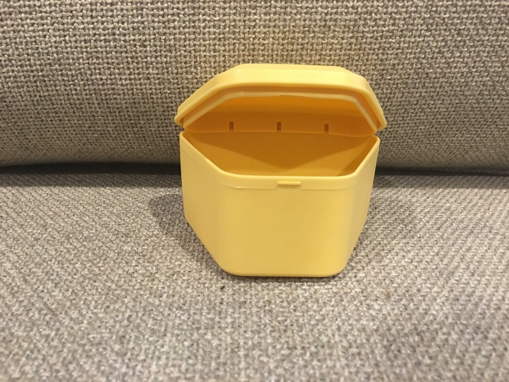 Denture Bath Yellow Box Mouth Guard Dental Storage Container