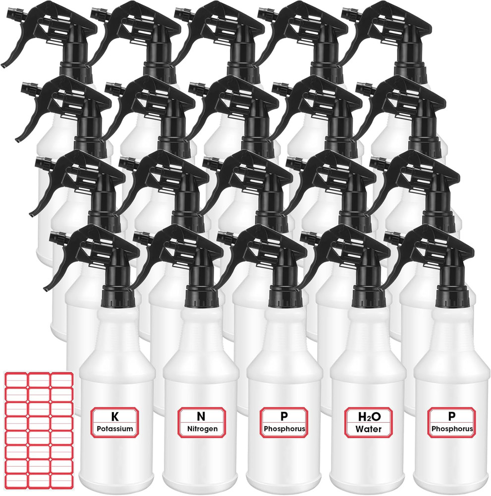 20 Pack 32Oz Plastic Spray Bottles for Cleaning, Empty Spray Bottles Bulk, Adjus