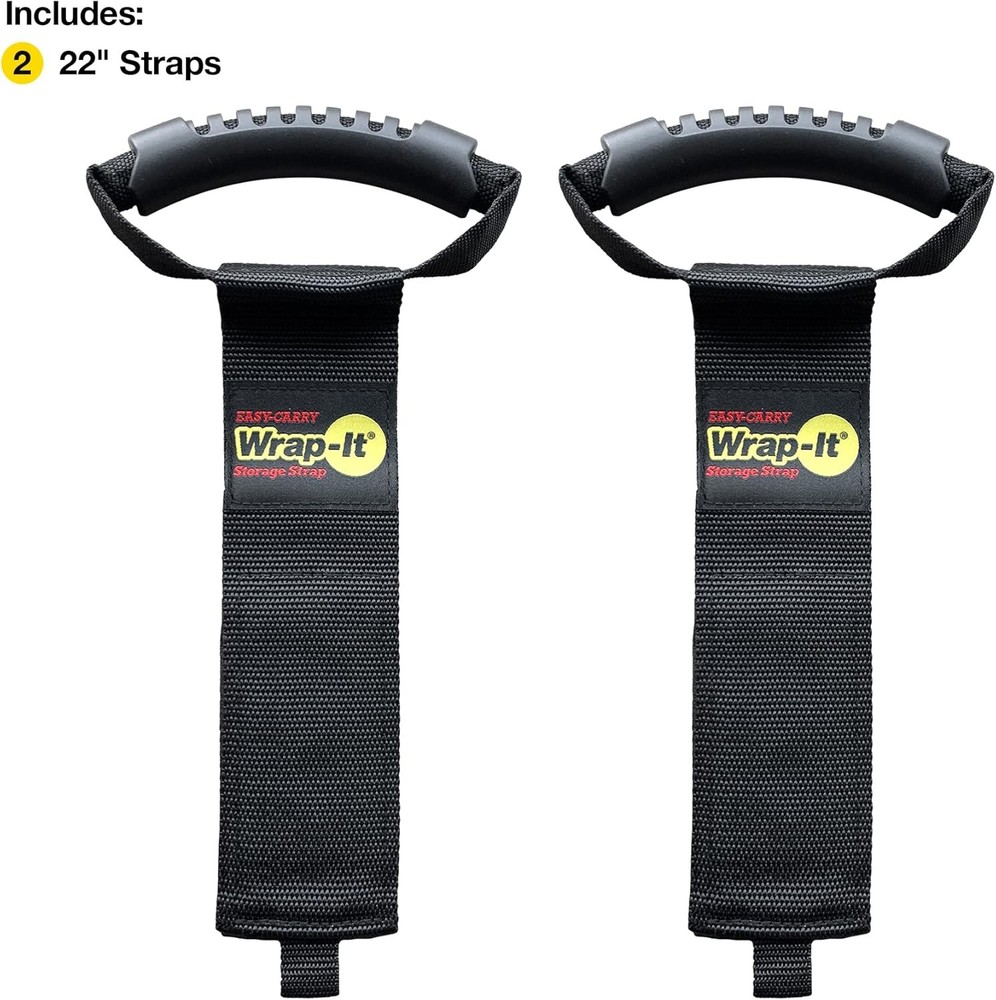 Easy-Carry Wrap-It Storage Straps - 22” (2-Pack) – 22 (2 Pack), Black