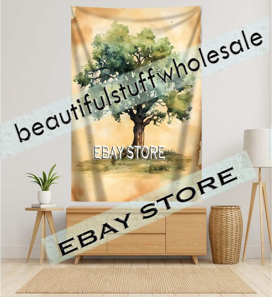 Single Tree Tapestry Nature Study minimal forest art backdrop 59X82 in