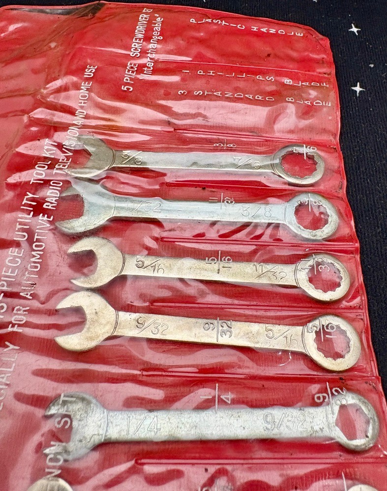 VTG 8 Piece Combination Wrenches Japan Screwdrivers Missing W/Plastic Case