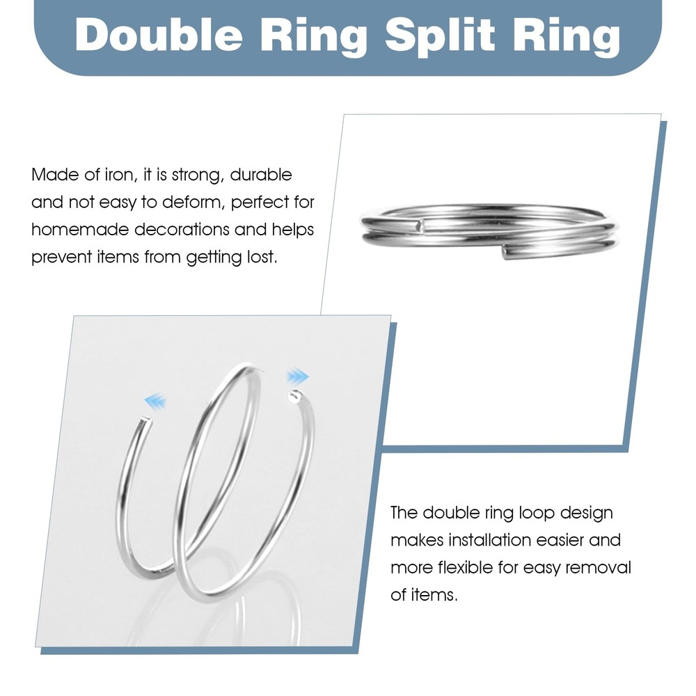 200pcs 1/2" Small Split Ring for Keychains, Stainless Steel Double Sliver