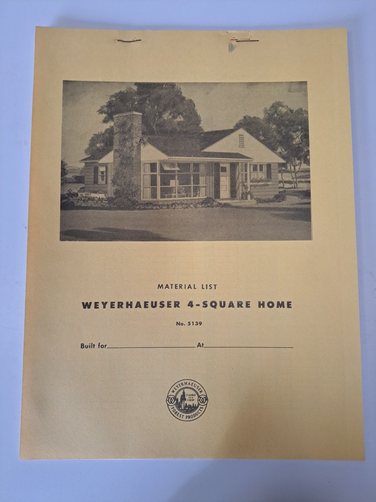 WEYERHAEUSER 4-SQUARE HOME DESIGN PLAN NO 5139 COMPLETE 1950s ARCHITECTURE