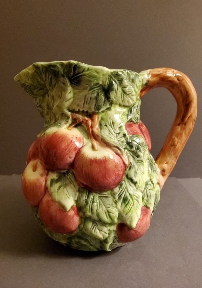 Majolica Pottery Apple Pitcher by World Bazaar