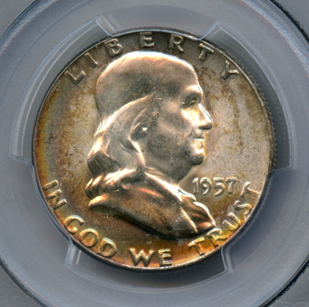 1957 Franklin Silver Half Dollar PCGS MS 65