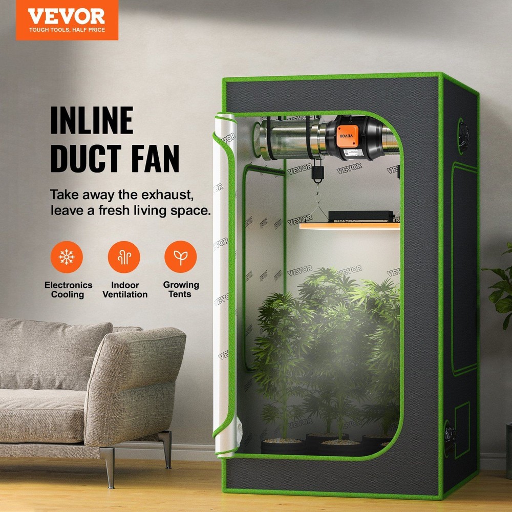 6-in Inline Duct Fan, 400 CFM, Variable Speed, Quiet AC Motor, 34 dB