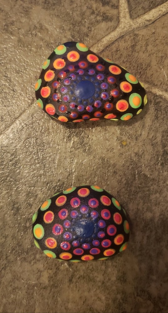 2 Hand Painted Mandala Rocks