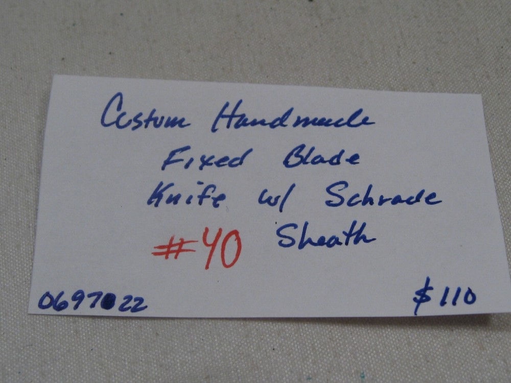 Custom Handmade Fixed Blade Knife w/ SCHRADE Sheath. #40