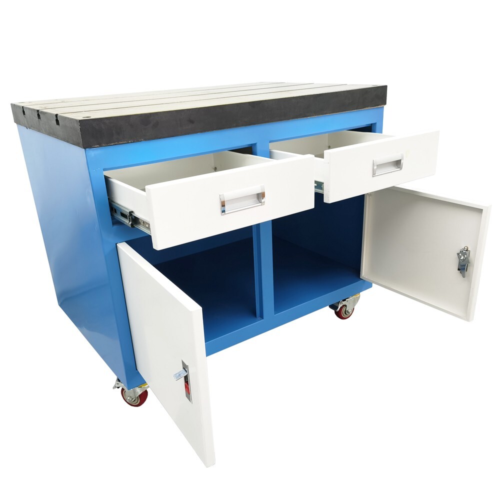 Tapping Machine Worktable Removable T-slot Table Fixed Base Storage Drawers