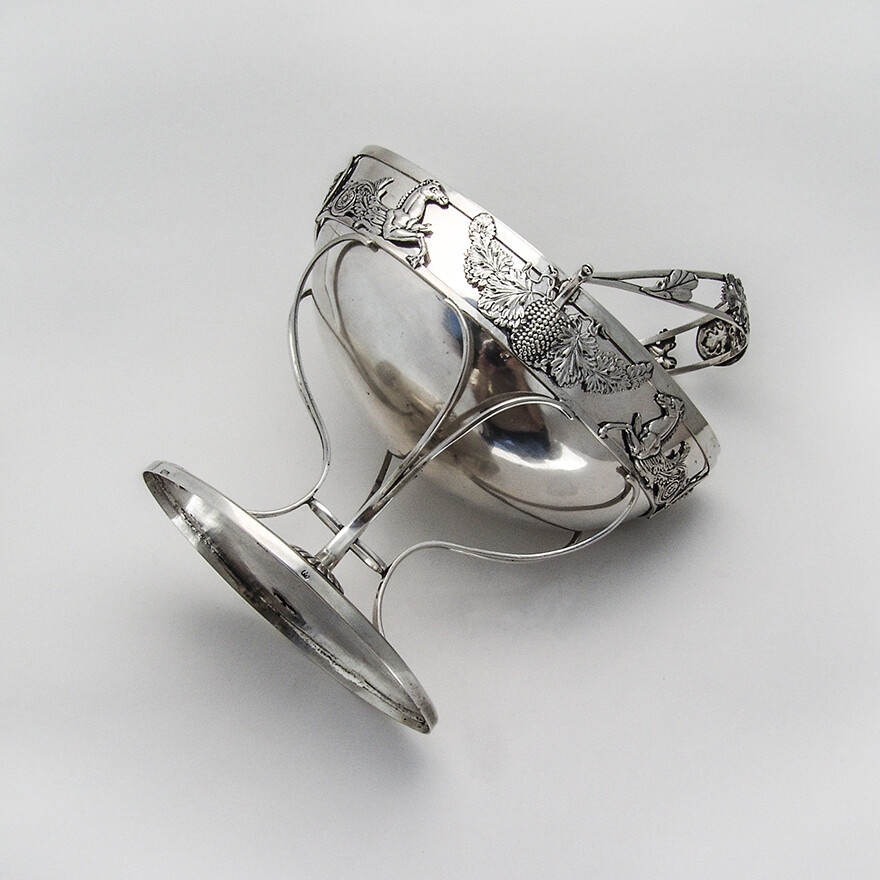 German Footed Oval Basket Swing Handle 11 Loth Silver 1820
