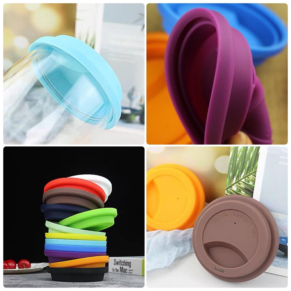NumRealm Silicone Cup Covers, Reusable Lids for Mugs Cups White 6pcs