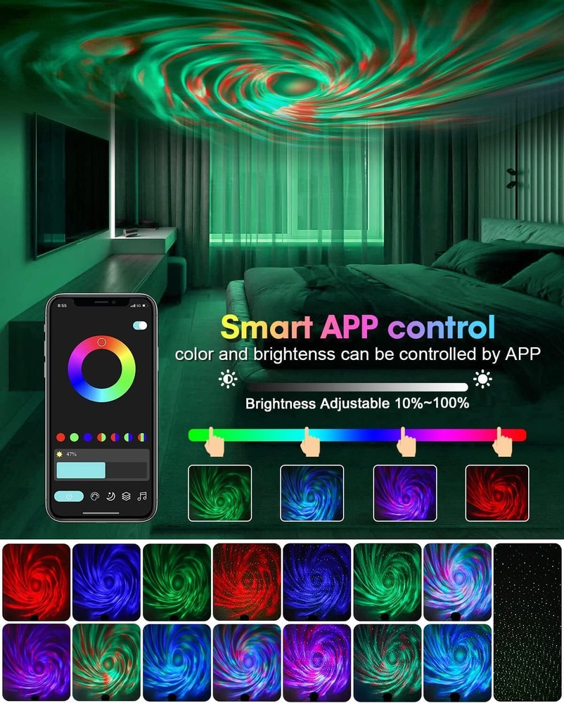 Galaxy Night Light Projector with Remote Control, Bluetooth Music Speaker & 5 Wh