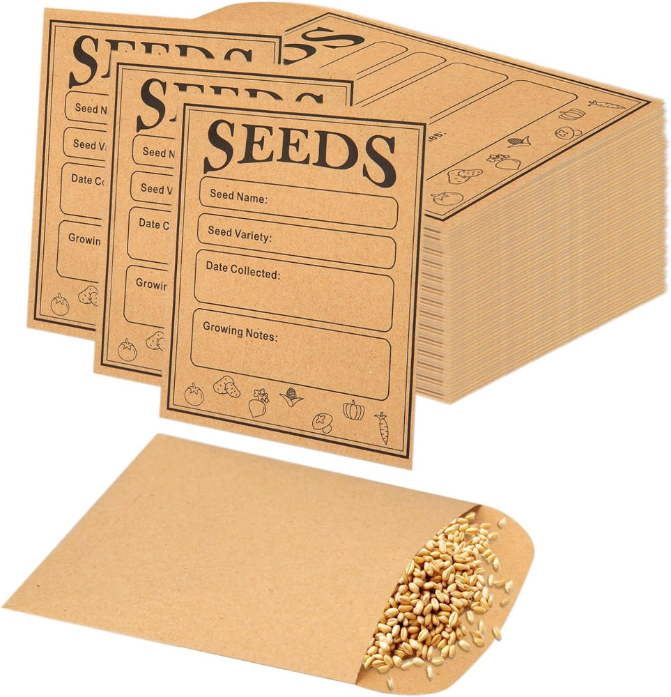 150PCS Seed Saving Envelopes 3x4.7in Kraft Paper Packets Set
