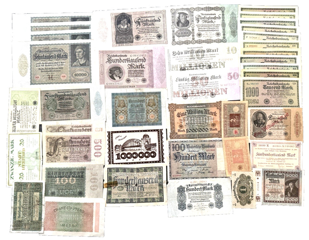40pc Lot of Assorted 1920-1924 Germany Banknotes Circulated