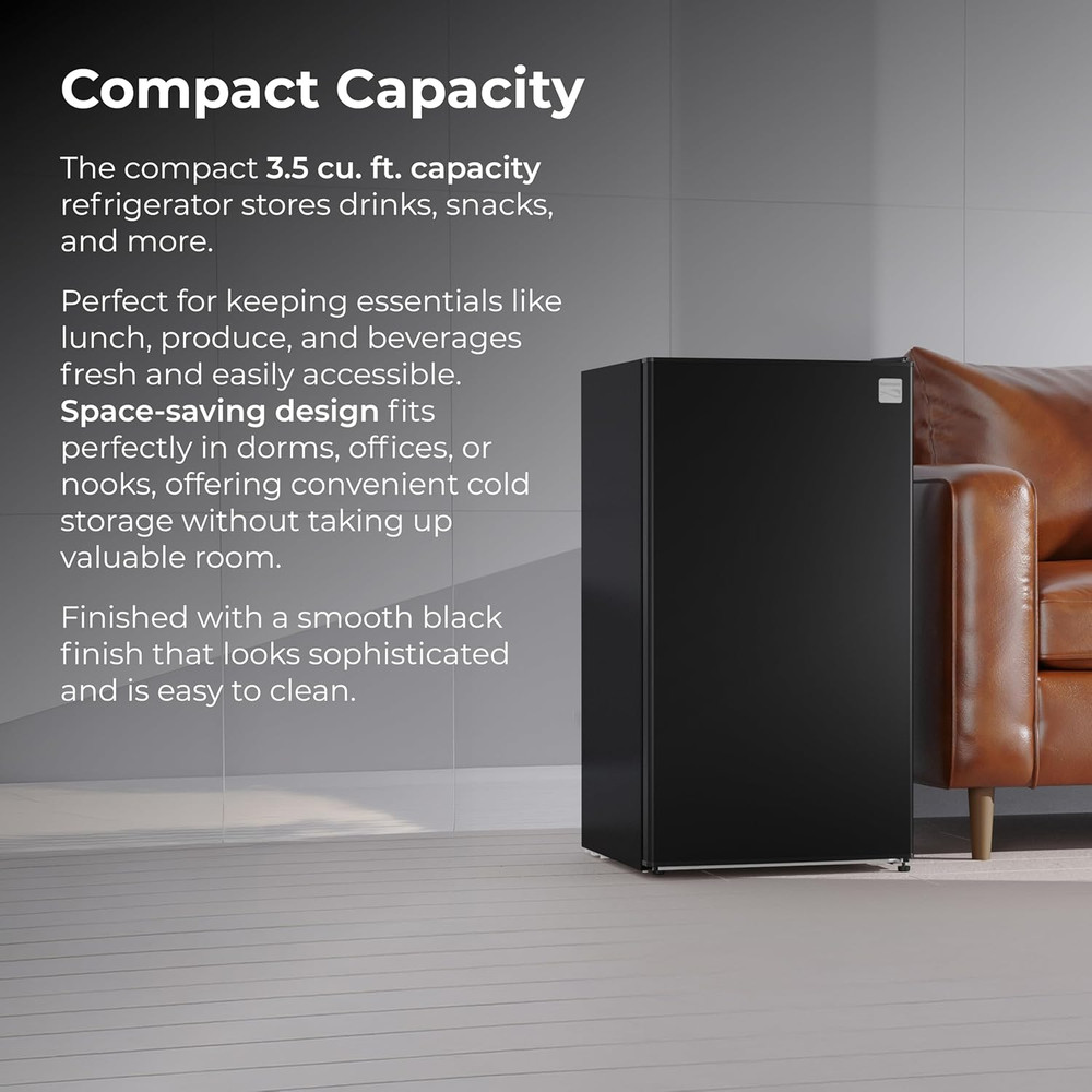 18" Compact Refrigerator with Chiller Compartment - Reversible Door, Adjustable