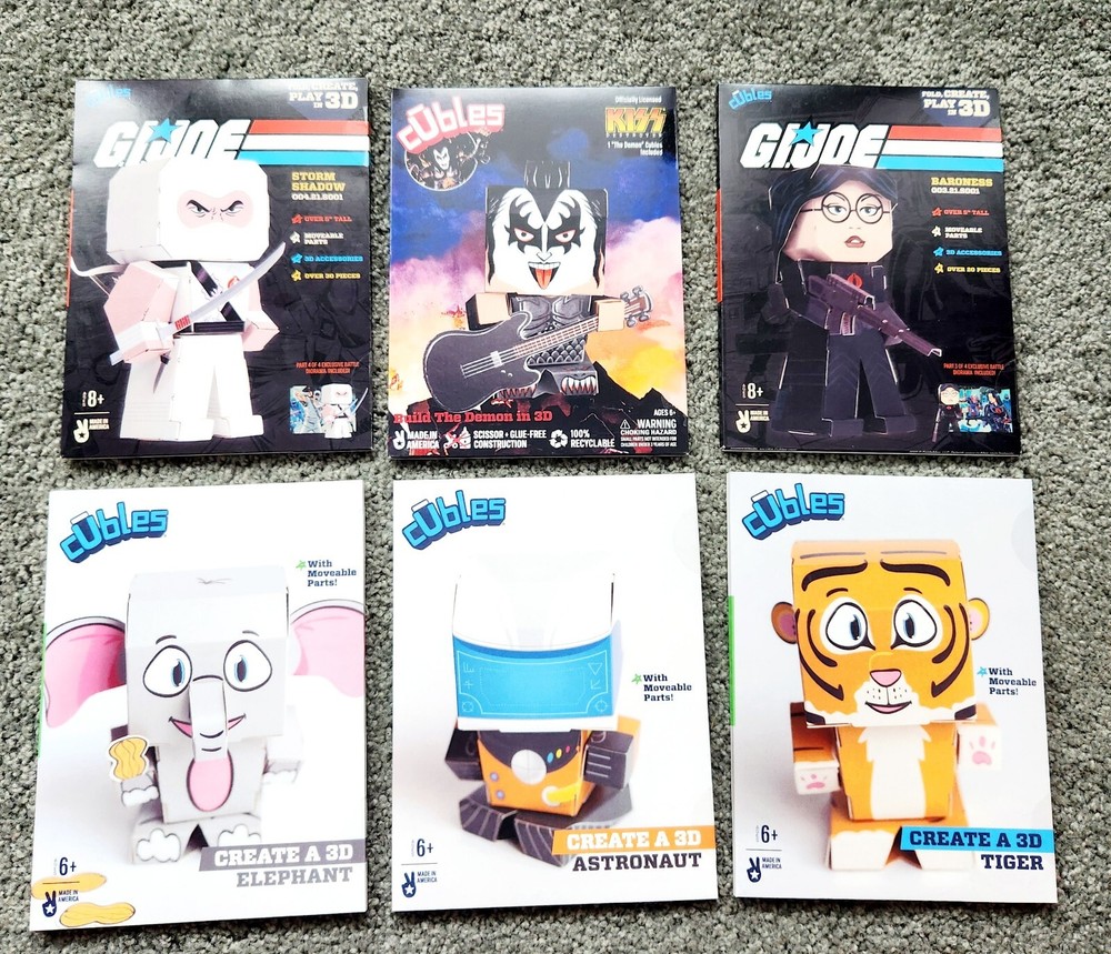 Cubles--GI Joe, KISS, Elephant, Astronaut, Tiger