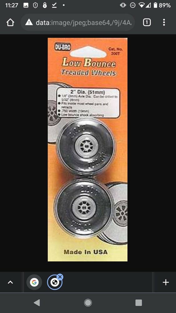 DuBro 200T Low Bounce Treaded Airplane Wheels 2" (2) •