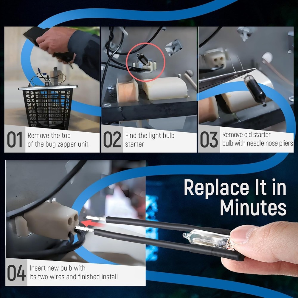 2 Pieces UV Light Bulb Starter for Bug Zappers Compatible with Flowtron, Comp...