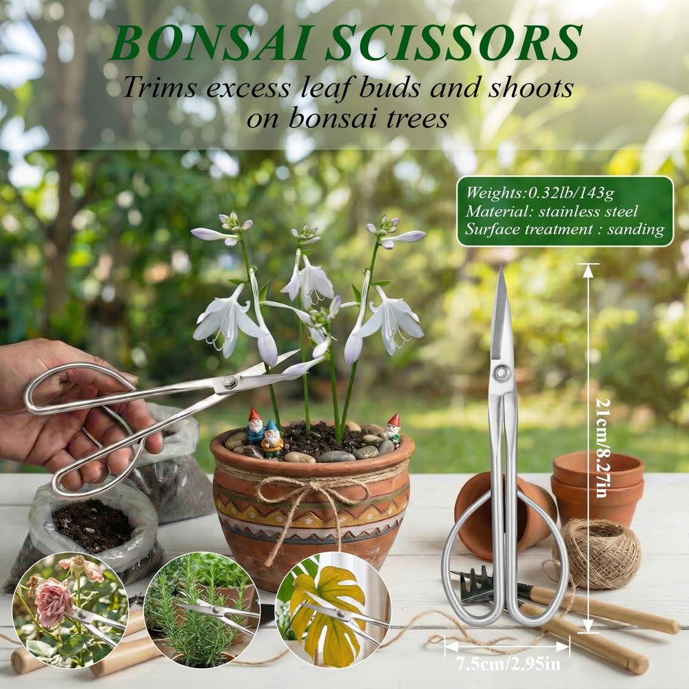 Best Bonsai Tools Set, 3-Piece Tree Includes Knob Cutter, Concave Scissors for