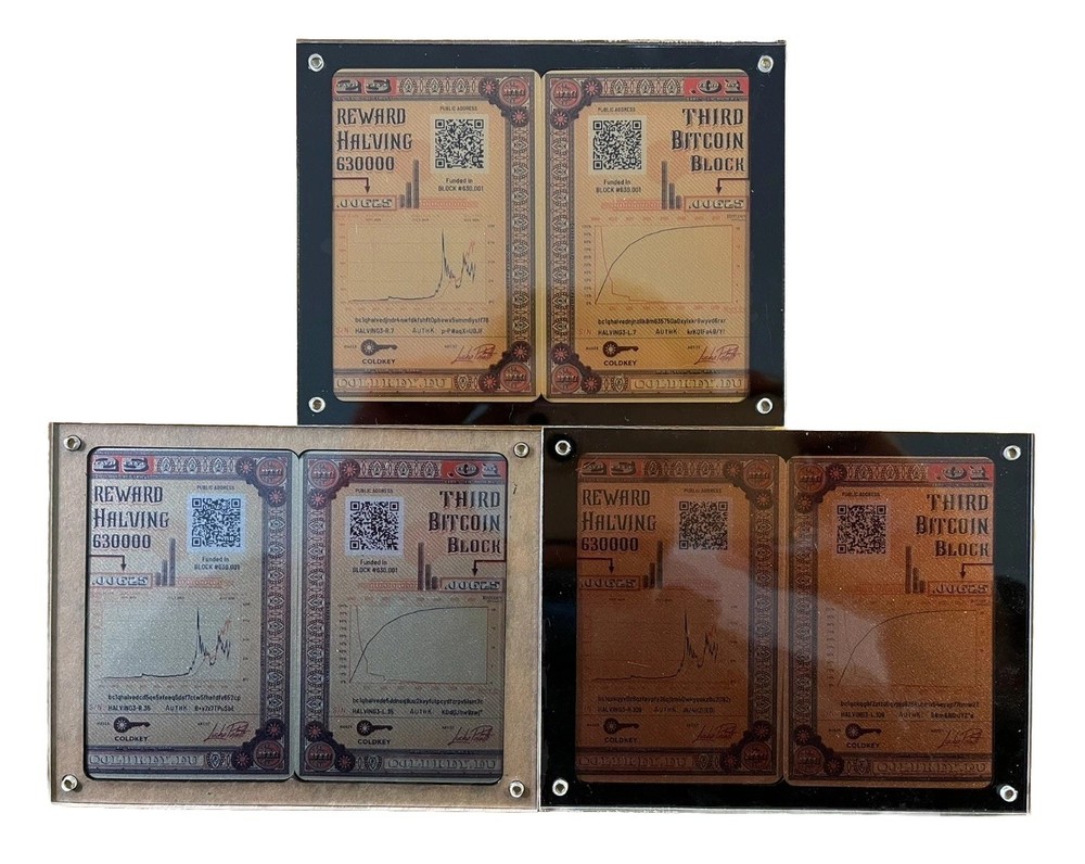 2020 ColdKey "Third Bitcoin Block" Halving Physical Wallet Trio
