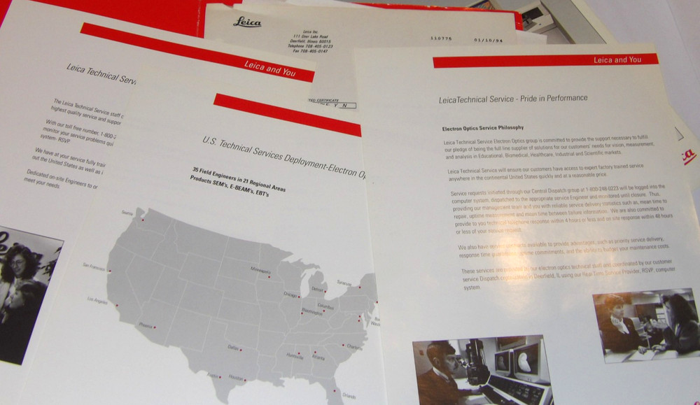 VINTAGE 1994 LEICA SCANNING ELECTRON MICROSCOPE BROCHURE/SPECIFICATIONS/QUOTE+++