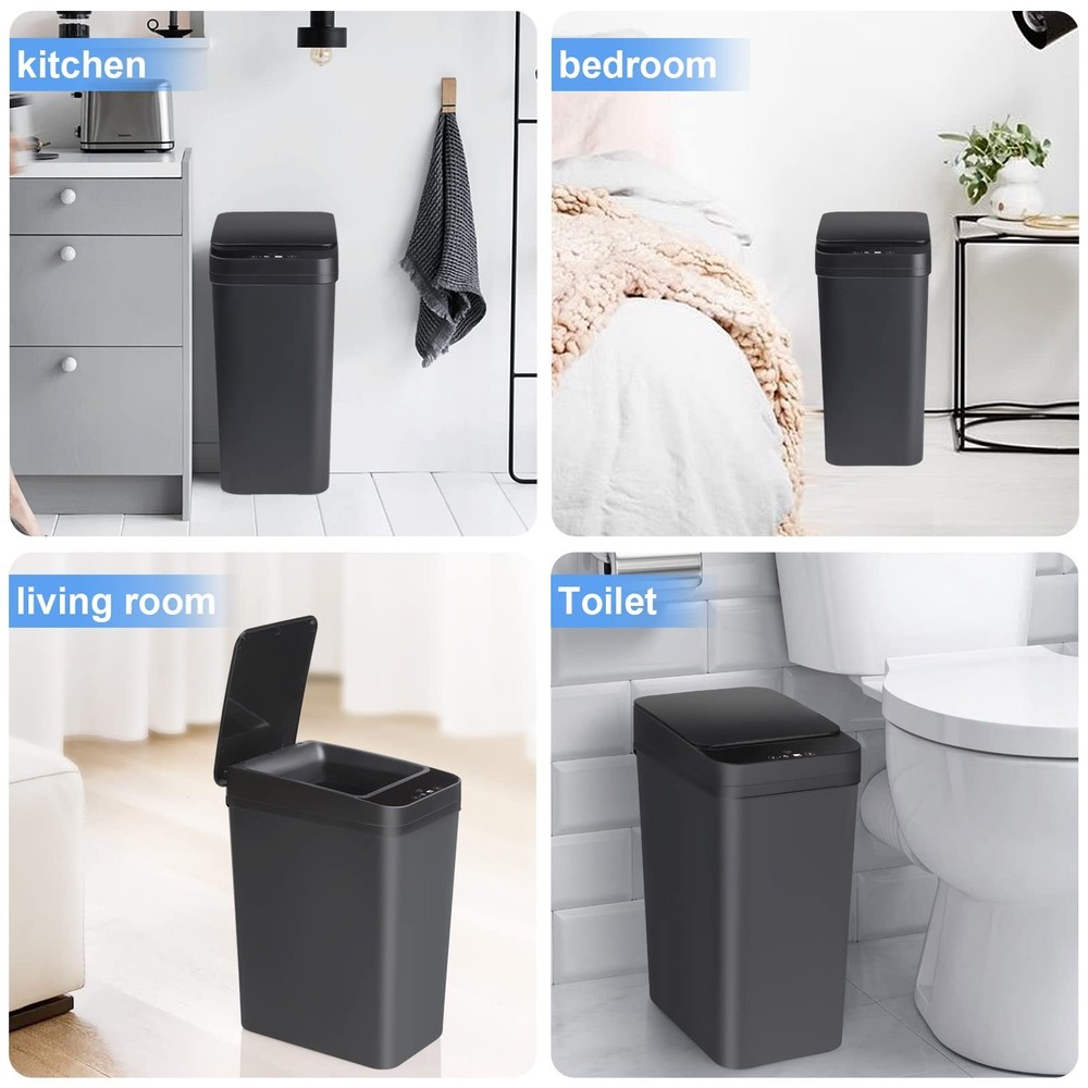 Bathroom Touchless Trash Can 2.2 Gallon Smart Automatic Motion Sensor Rubbish...