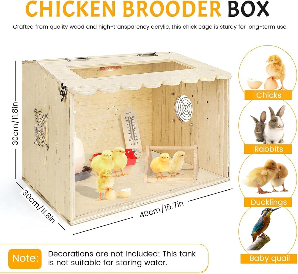 Chick Brooder Box, Brooder Box for Chicks, Pine,Quail Cage, Duck Brooder, Quail