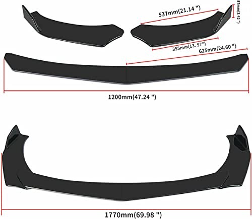 Universal Front Bumper Lip Chin Spoiler PP Front Bumper Lip Point head shape