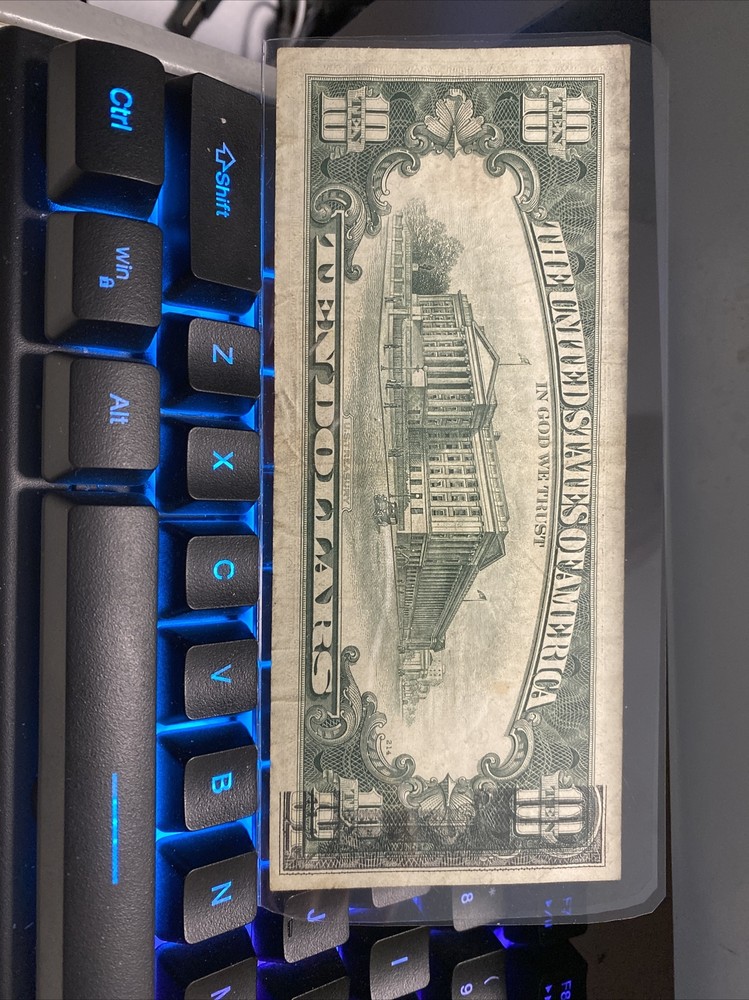 1974 10$ Bill ERROR ’Partial Overprint- Reverse