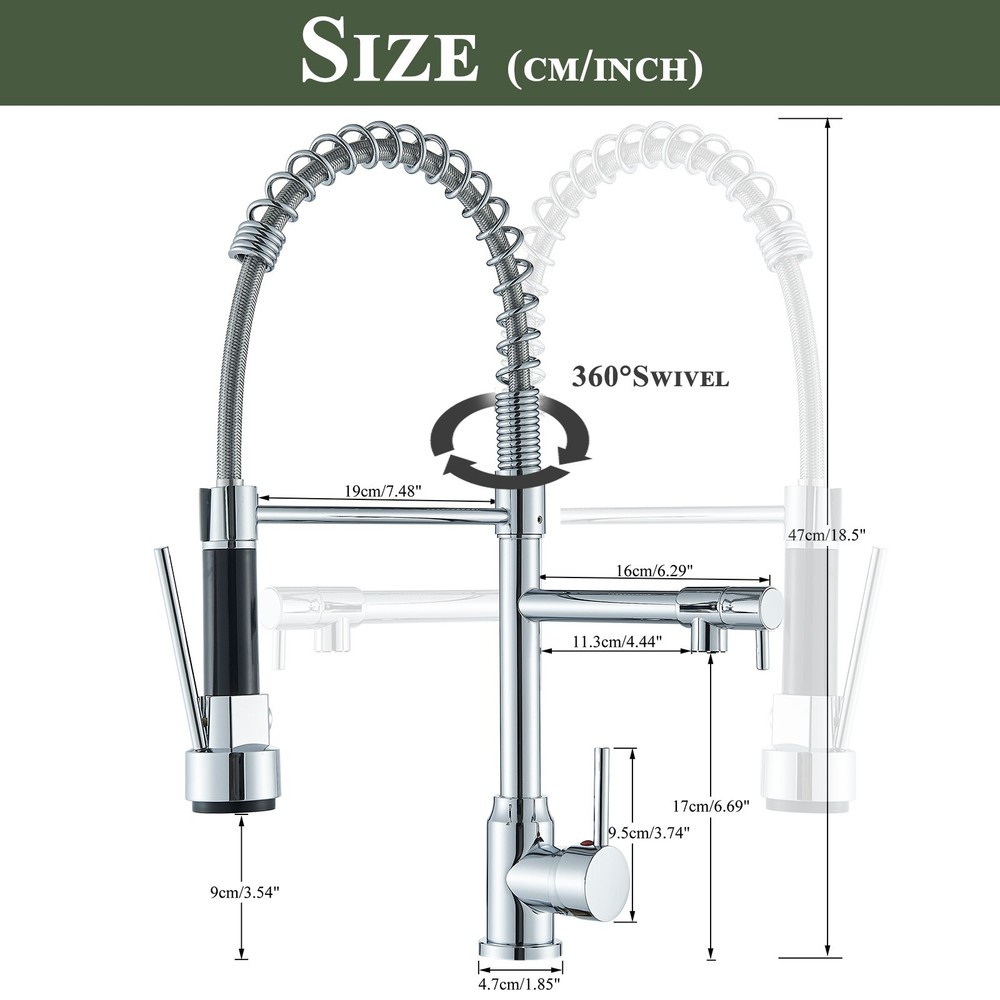 Chrome Pull Down Kitchen Faucet with Sprayer Single Handle Swivel Sink Mixer Tap