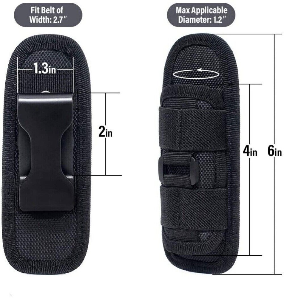 Tactical Flashlight Holder Molle Pouches 360° Rotatable Flashlight Case Pocket