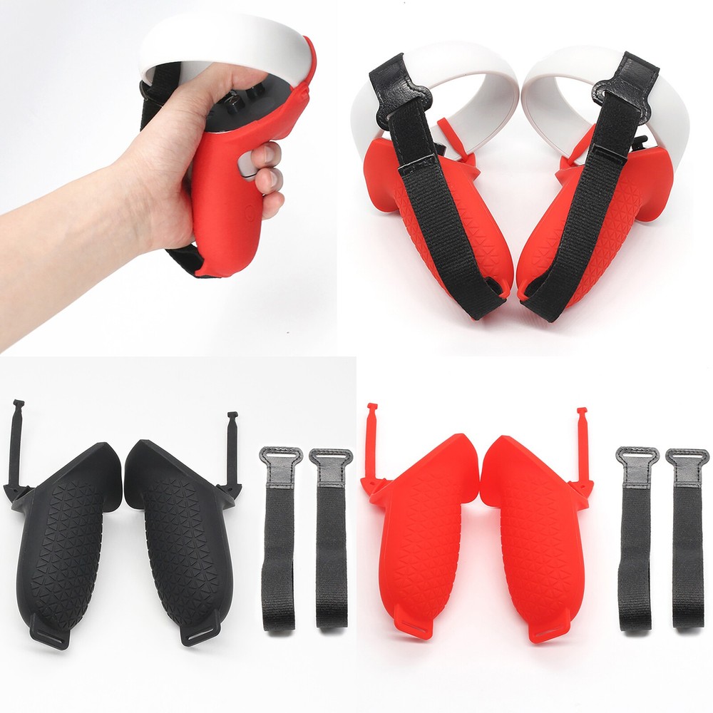 For   Quest 2 Touch Controller Silicone Handle Sleeve Cover + Knuckle Grip
