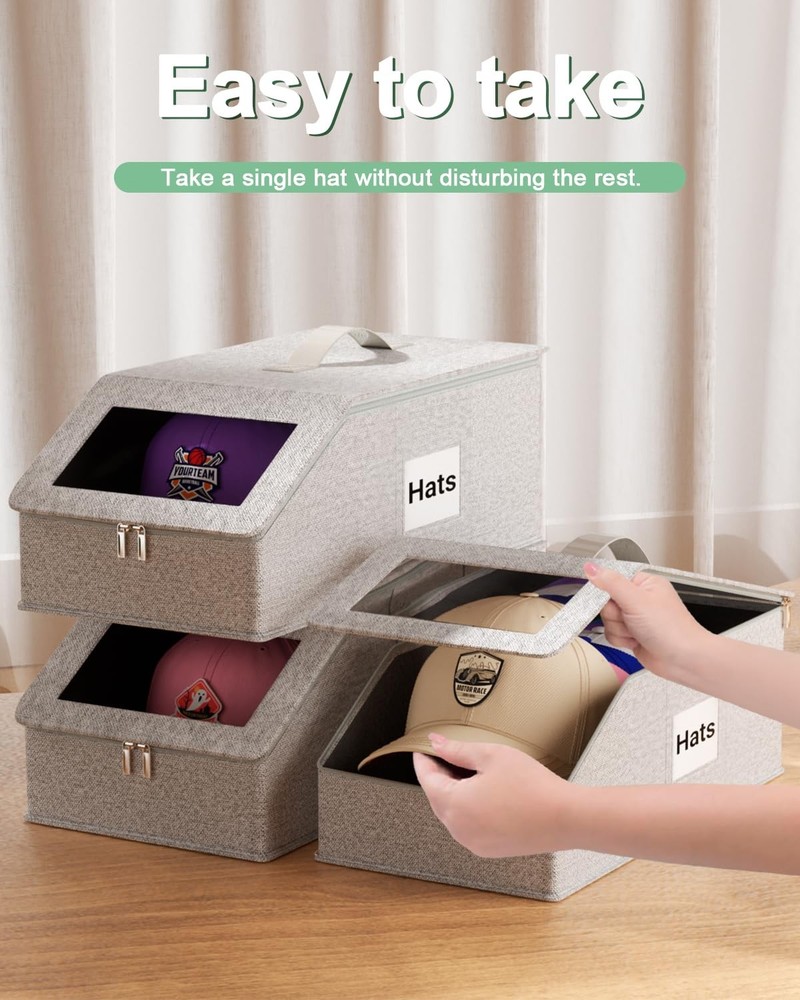 Hat Organzier for Baseball Caps - 2 PCS Stackable Hat Storage Holder Holds up...