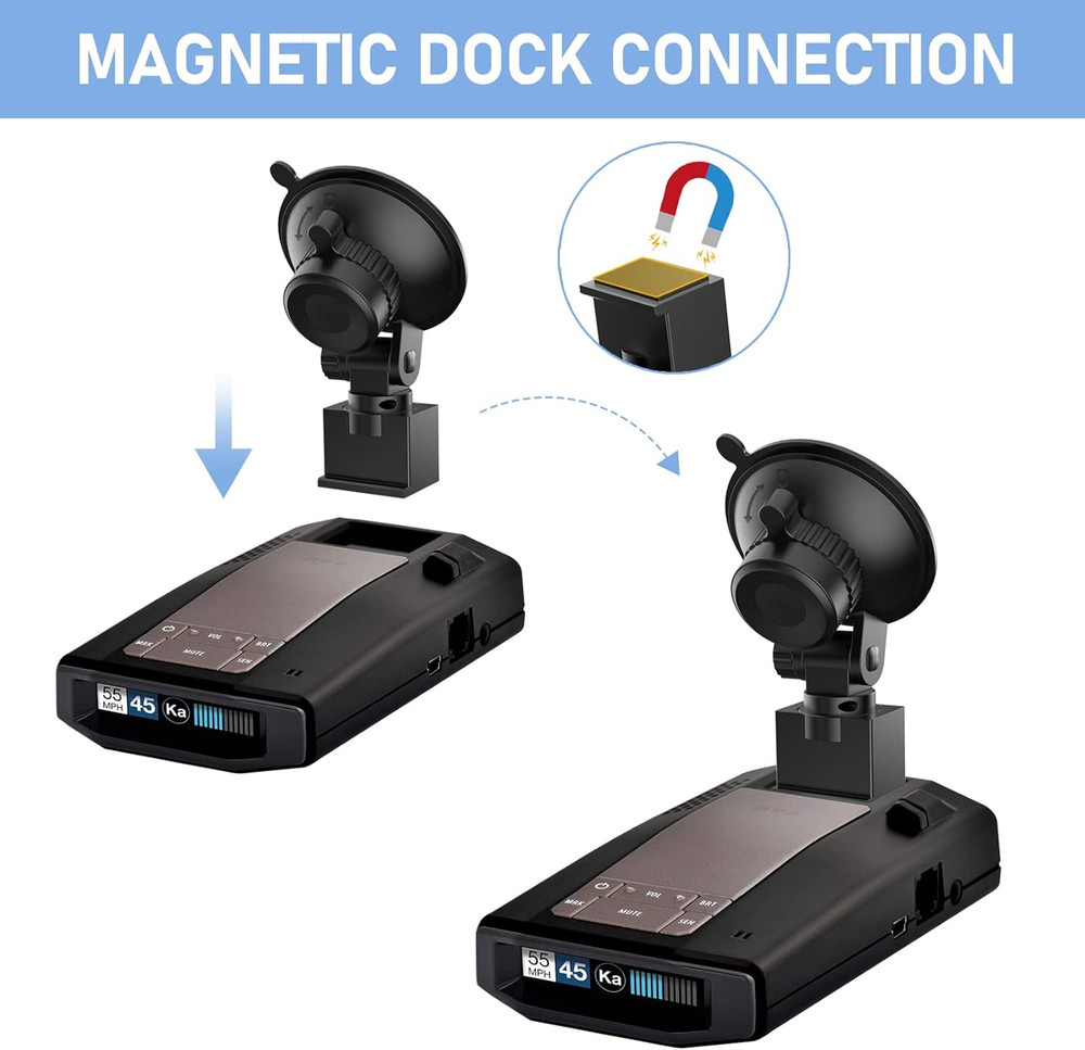 Radar Detector Mount,Car Radar Mounting Bracket,Windshield and Dashboard Suction