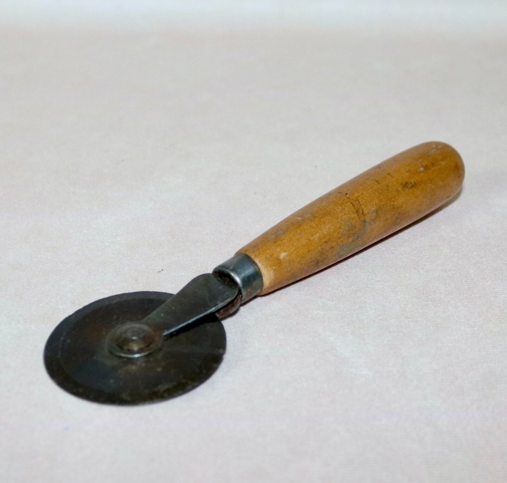 Fabric Cutting Tool 2” Diameter Wood Handle - Vintage