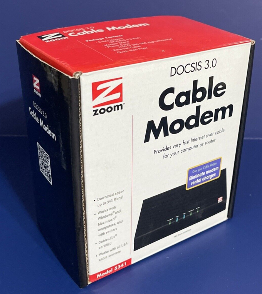 ZOOM 343 Mbps DOCSIS 3.0 Cable Modem Model: 5341
