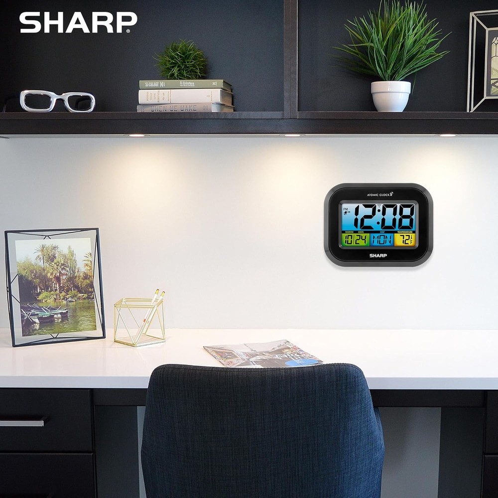 Digital Alarm Clock with LCD Display – Always-On Backlight, Adjustable Black