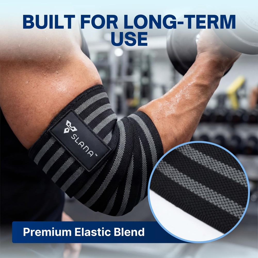 Elbow Wraps for Weightlifting – 40” Long Adjustable Compression - Elbow Sleev...