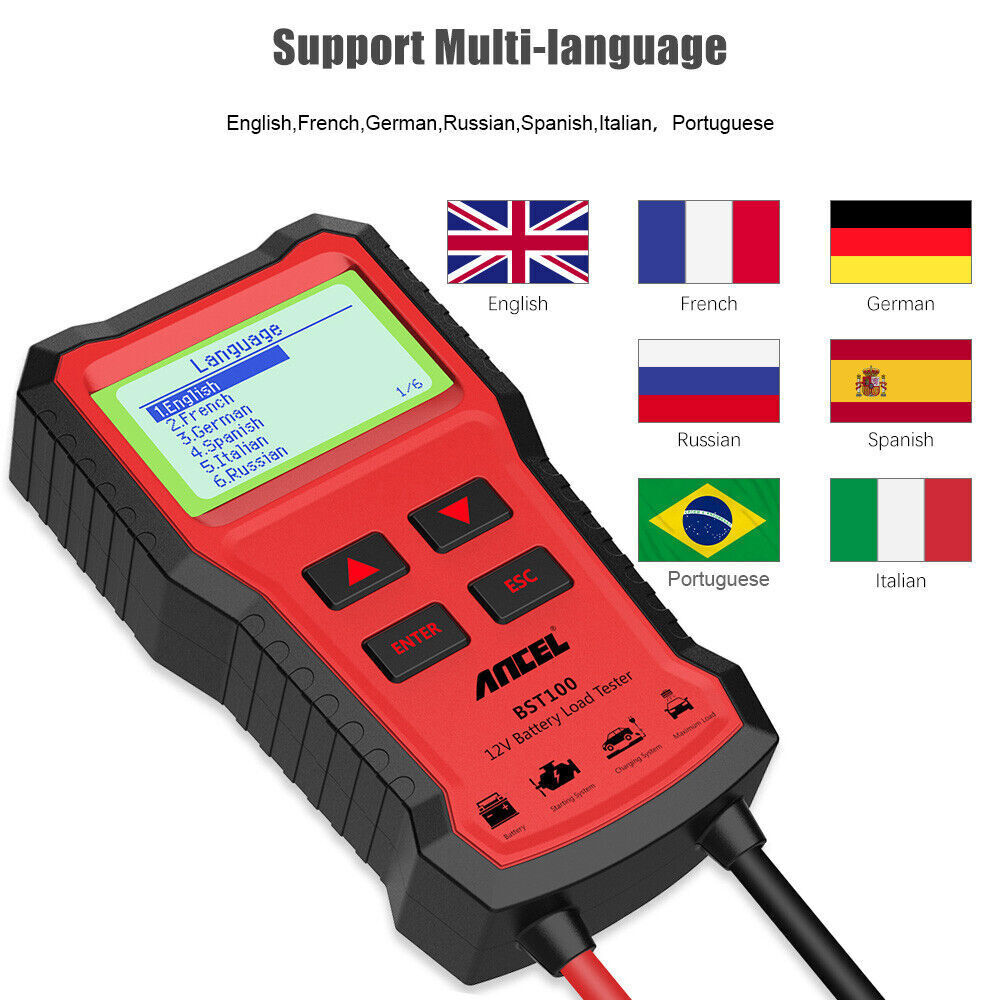 ANCEL BST100 12V Battery Tester Cranking Charging System Load Test Analyzer Tool