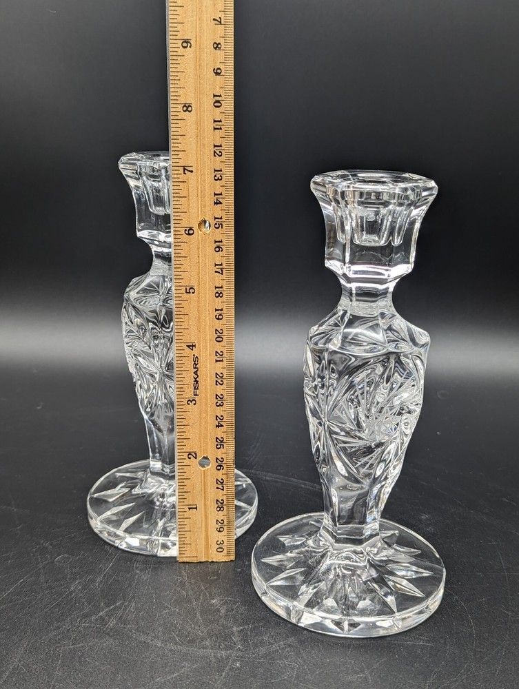 Formed And Cut Lead Crystal Candlesticks Clear