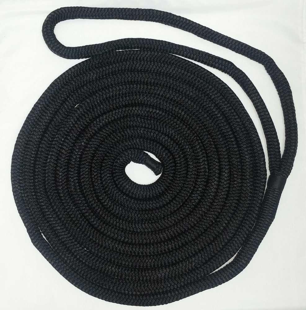 DOUBLE BRAID NYLON DOCK LINE - 3/4" x 60' BLACK