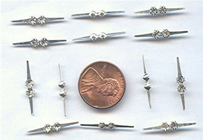 36 AUSTRIAN CRYSTAL RHINESTONE SILVER APPAREL BARS R181